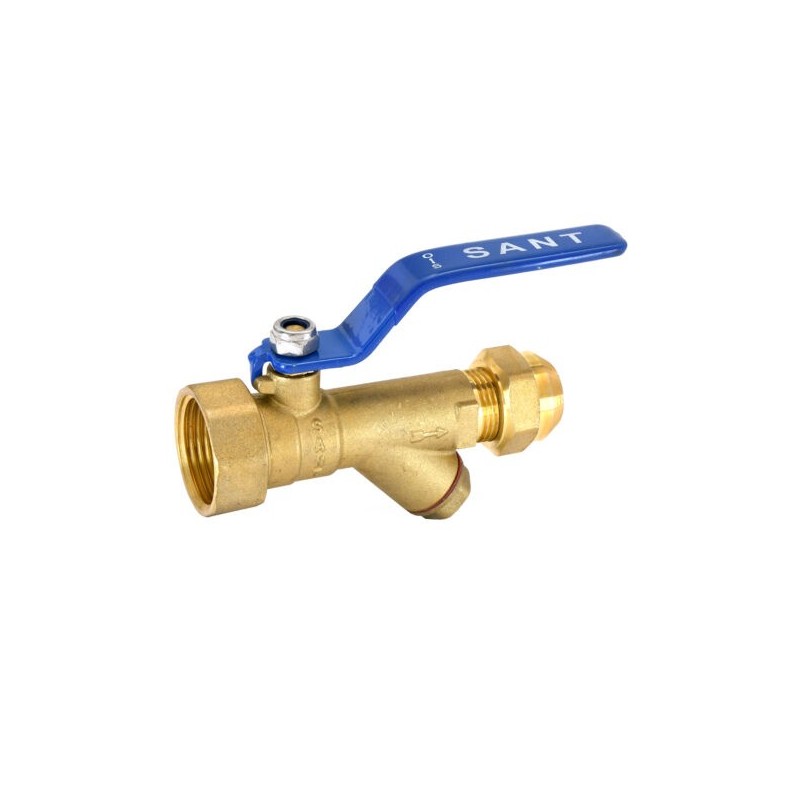 Sant Brass Ball Valve With Strainer And Flare Nut